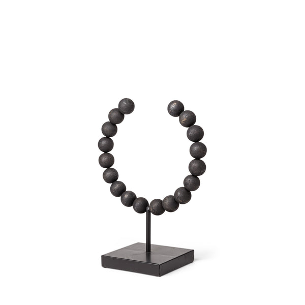 Tulane I (Small) 9L x 5W Black Beaded Broken Sphere Decorative Object