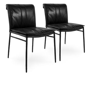 Mayer Leather Dining Chairs Set of 2 with Iron Legs