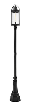 Roundhouse 1 Light Outdoor Post Mounted Fixture in Black Finish