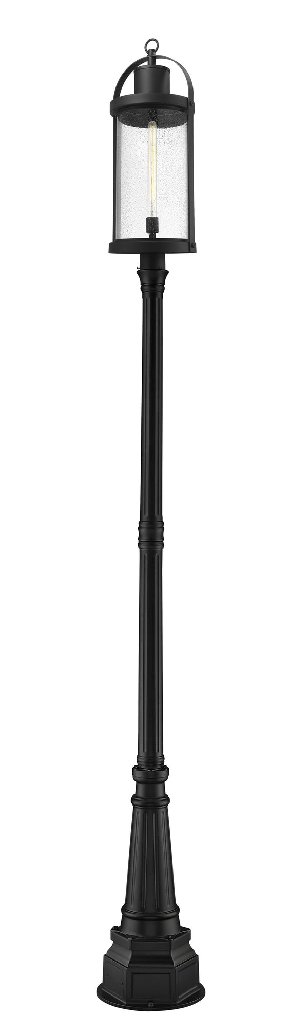 Roundhouse 1 Light Outdoor Post Mounted Fixture in Black Finish