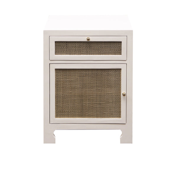 CABINET W CANE DOOR FRONT IN WHITE LACQUER