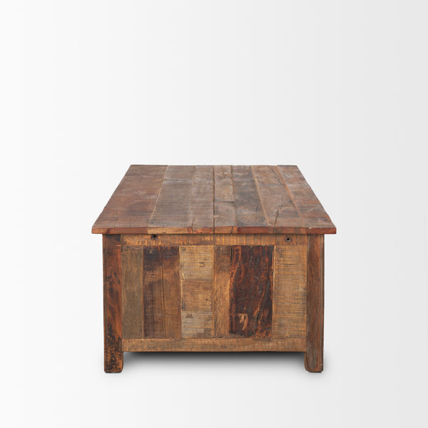 Wilton Brown Wood w/ 12 Black Metal Drawers Coffee Table
