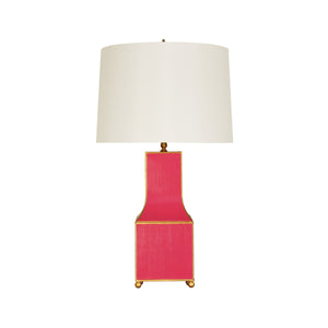 HANDPAINTED PAGODA TABLE LAMP IN PINK WITH GOLD TRIM