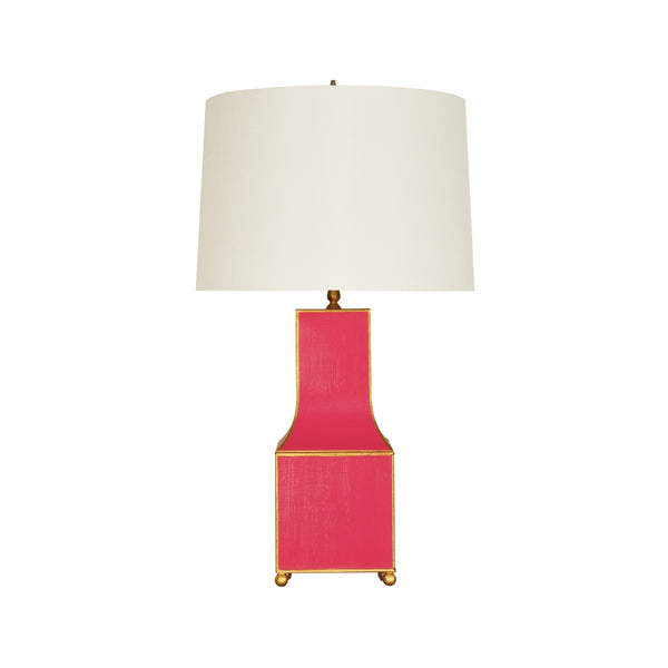 HANDPAINTED PAGODA TABLE LAMP IN PINK WITH GOLD TRIM