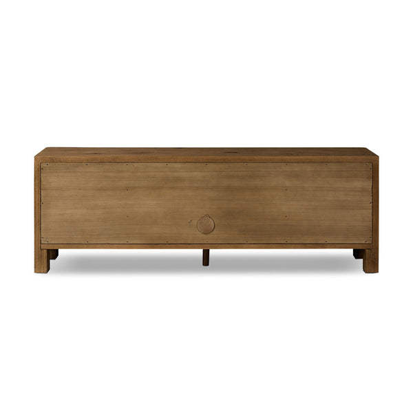 Noeline Media Console In Worn Oak And Worn Oak Veneer And Resawn Worn Oak