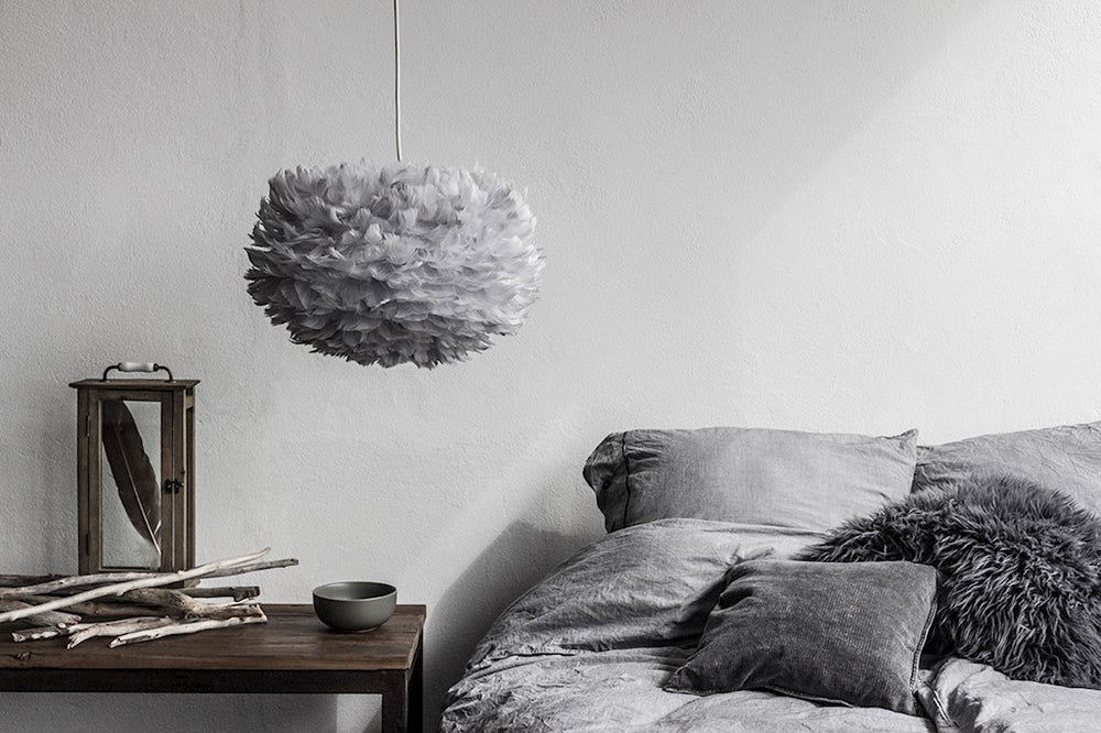 Eos Medium Plug-In Pendant in Grey with White Cord