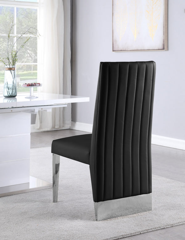 Stanley Dining Chair In Black Faux Leather and Chrome