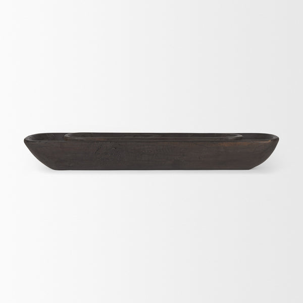 Athena Set of 2 Extra Large Black-Brown Reclaimed Wood Trays