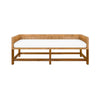 CANE BENCH WITH LOW SEAT BACK AND IVORY LINEN CUSHION