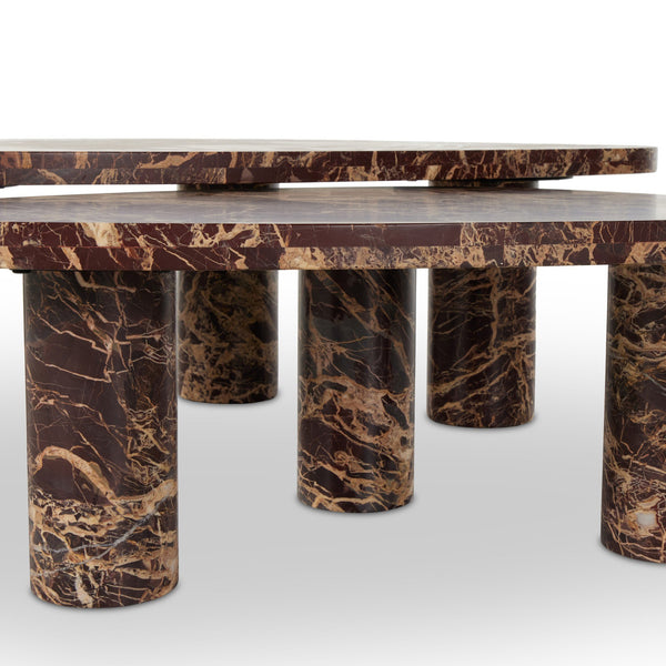 Zion Coffee Table Set - Merlot Marble