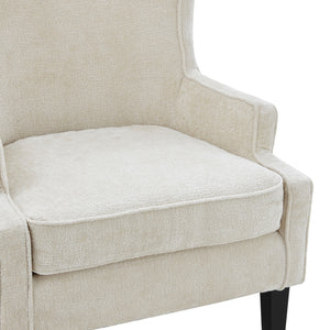 Clementine Fabric Wing Accent Arm Chair In Opus Cream