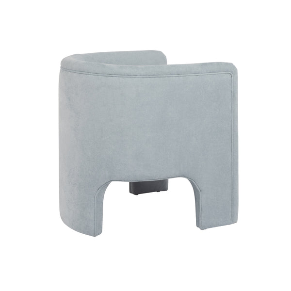 THREE LEG FULLY UPHOLSTERED BARREL CHAIR IN PERFORMANCE LIGHT BLUE CHENILLE