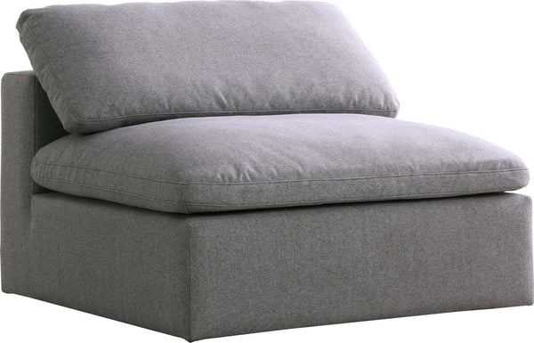 Carmen Cloud Armless Chair In Grey Linen Fabric