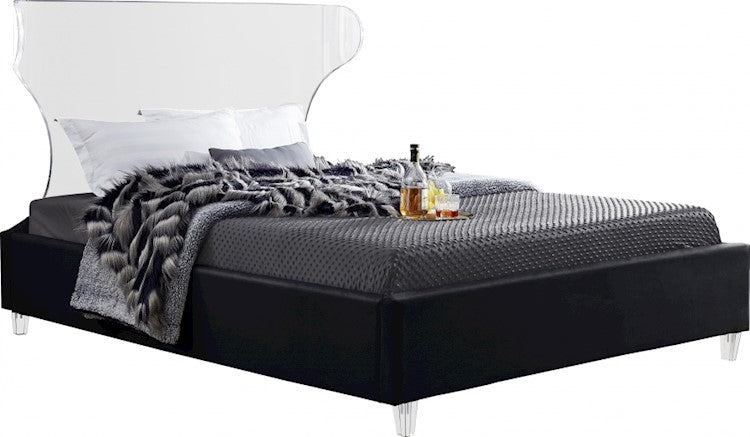 Levi Twin Bed In Black Velvet