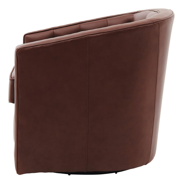 Walsh Top Grain Leather Swivel Arm Chair In Garrett Brown
