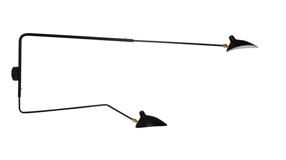 Astrom Two Armed Wall Lamp - Black w/ Brass Accent