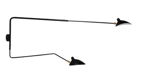 Astrom Two Armed Wall Lamp - Black w/ Brass Accent