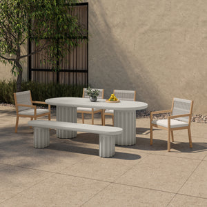 Eris Outdoor Dining Bench in White