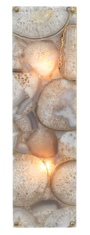 Adeline Rectangle Wall Sconce, Agate Resin and Antique Brass