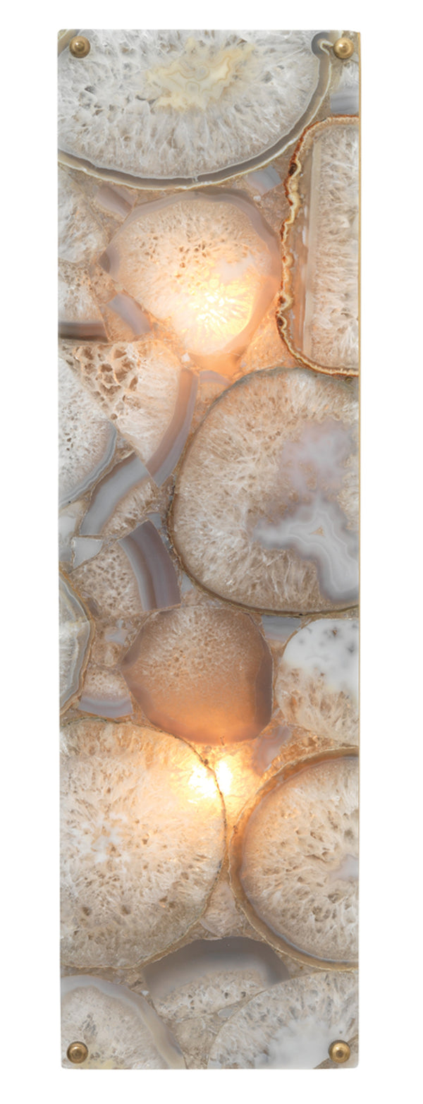 Adeline Rectangle Wall Sconce, Agate Resin and Antique Brass