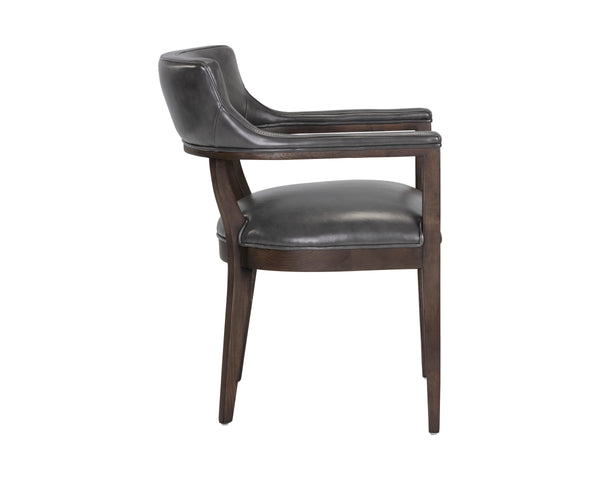 BRYLEA DINING ARMCHAIR - BROWN - BRENTWOOD CHARCOAL LEATHER