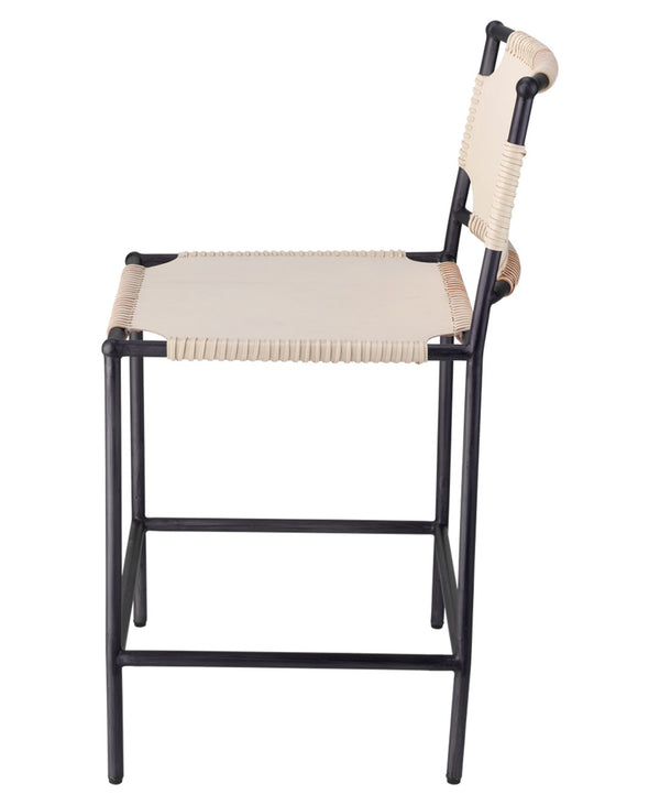 Asher Leather Counter Stool, White