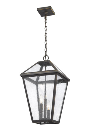 Talbot 3 Light Outdoor Chain Mount Ceiling Fixture in Rubbed Bronze Finish