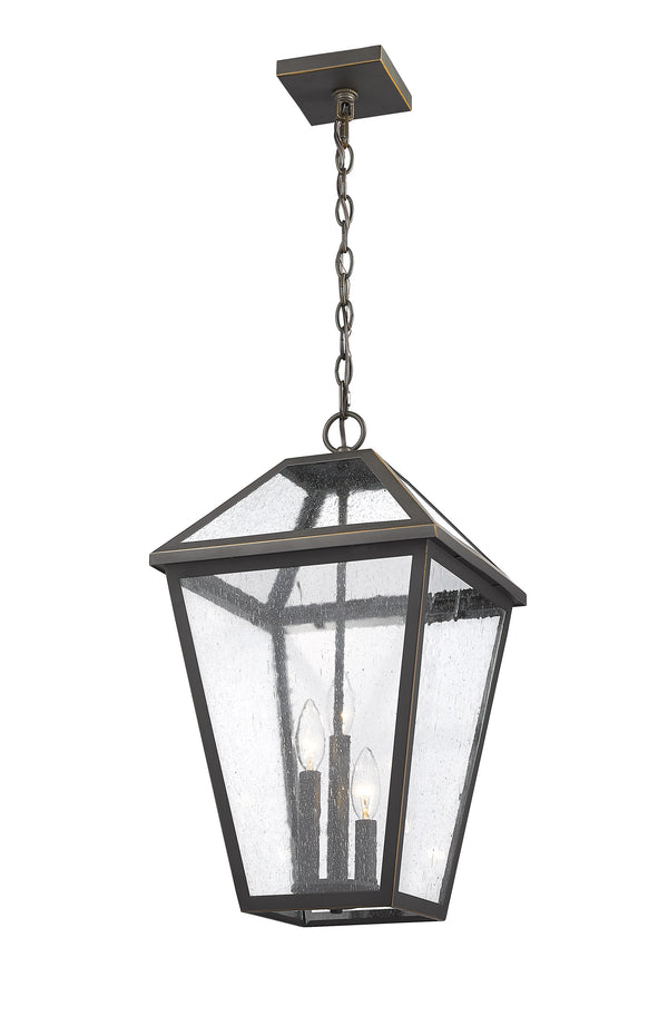 Talbot 3 Light Outdoor Chain Mount Ceiling Fixture in Rubbed Bronze Finish