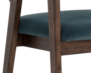 MILTON DINING ARMCHAIR - SMOKE ACACIA - MEG DUSTY TEAL