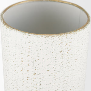 Tovah Medium Textured White w/ Gold Metal Vase