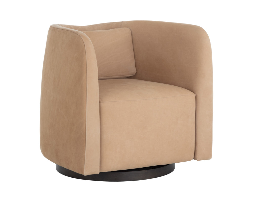 EMILIE SWIVEL LOUNGE CHAIR - NUBUCK TAN LEATHER