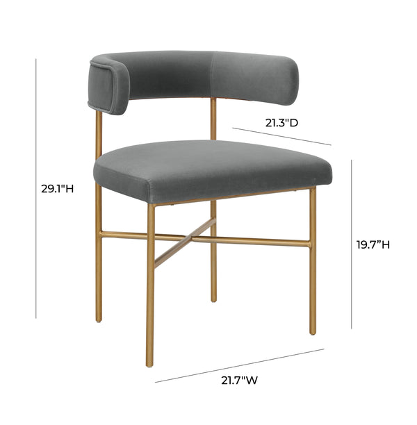 Kim Performance Velvet Chair in Grey