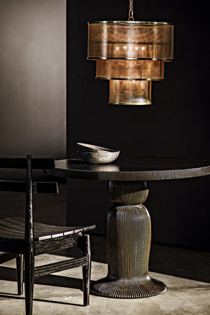 Portobello Dining Table, Hand Rubbed Black with Light Brown Trim