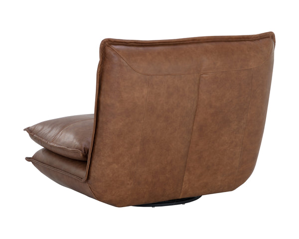 COLSON SWIVEL ARMLESS CHAIR - COGNAC LEATHER