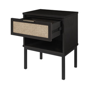 Caine KD Rattan Nightstand/Side Table, Black