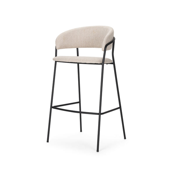 Carolyn Bar Stool w/ Oatmeal Fabric & Matte Black Metal