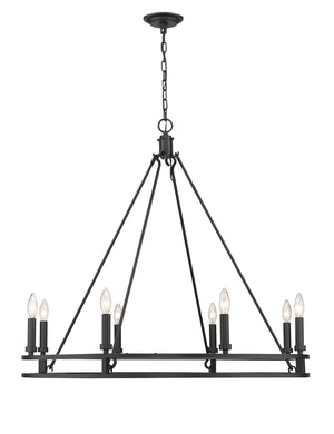 Dennison 8 Light Chandelier in Matte Black Finish