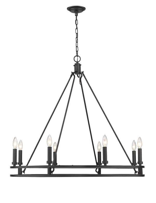 Dennison 8 Light Chandelier in Matte Black Finish