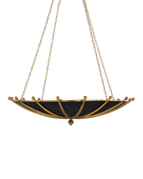 Fontaine Chandelier In Gold Leaf & Satin Black