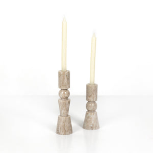 Rosette Taper Candlesticks,Set 2 In Taupe