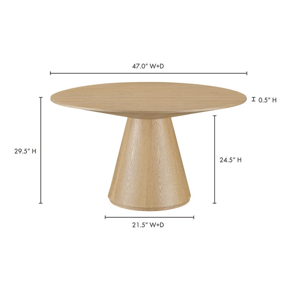 Moe's Otago 47" Round Dining Table in Oak