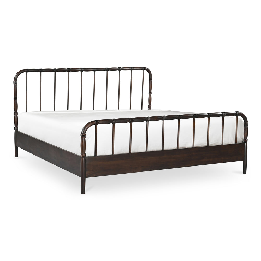 Vivian Queen Bed Dark Brown with Turned Detailing