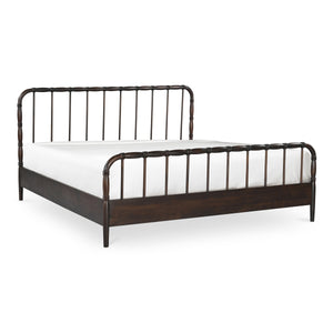 Vivian Queen Bed Dark Brown with Turned Detailing
