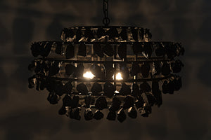 Vulcan Chandelier, Black Steel with Black Glass
