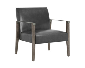 EARL LOUNGE CHAIR - ASH GREY - BRENTWOOD CHARCOAL LEATHER