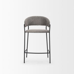 Carolyn Counter Stool w/ Gray Fabric & Matte Black Metal