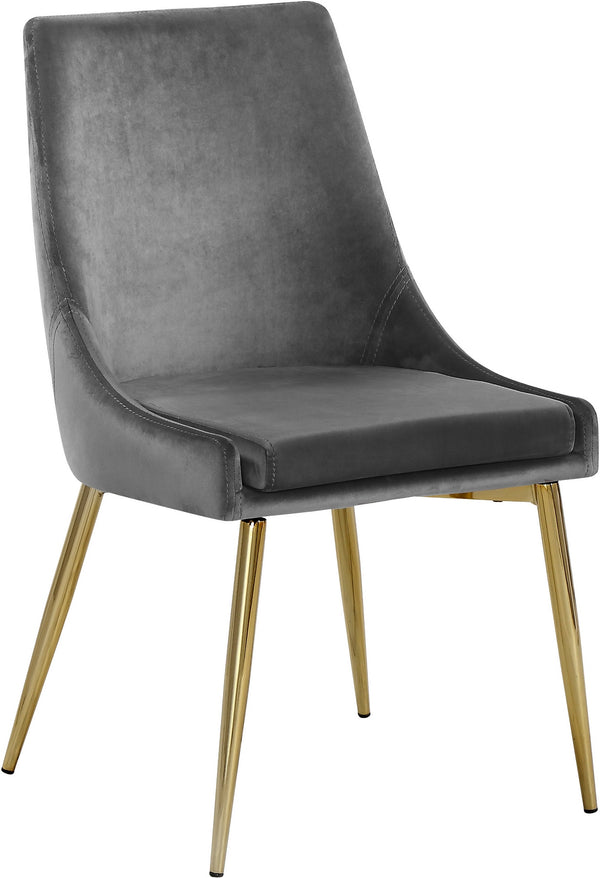 Lynette Dining Chair In Grey Velvet and Gold