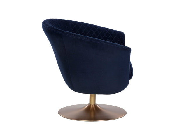 CARINE SWIVEL LOUNGE CHAIR - QUILTED ABBINGTON NAVY