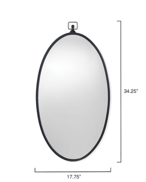 Wade Iron Oval Wall Mirror, Black