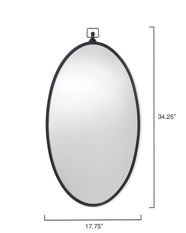 Wade Iron Oval Wall Mirror, Black